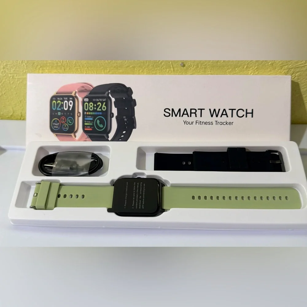 Dididbi Smart Watch Fitness Tracker - Green Silicone Band